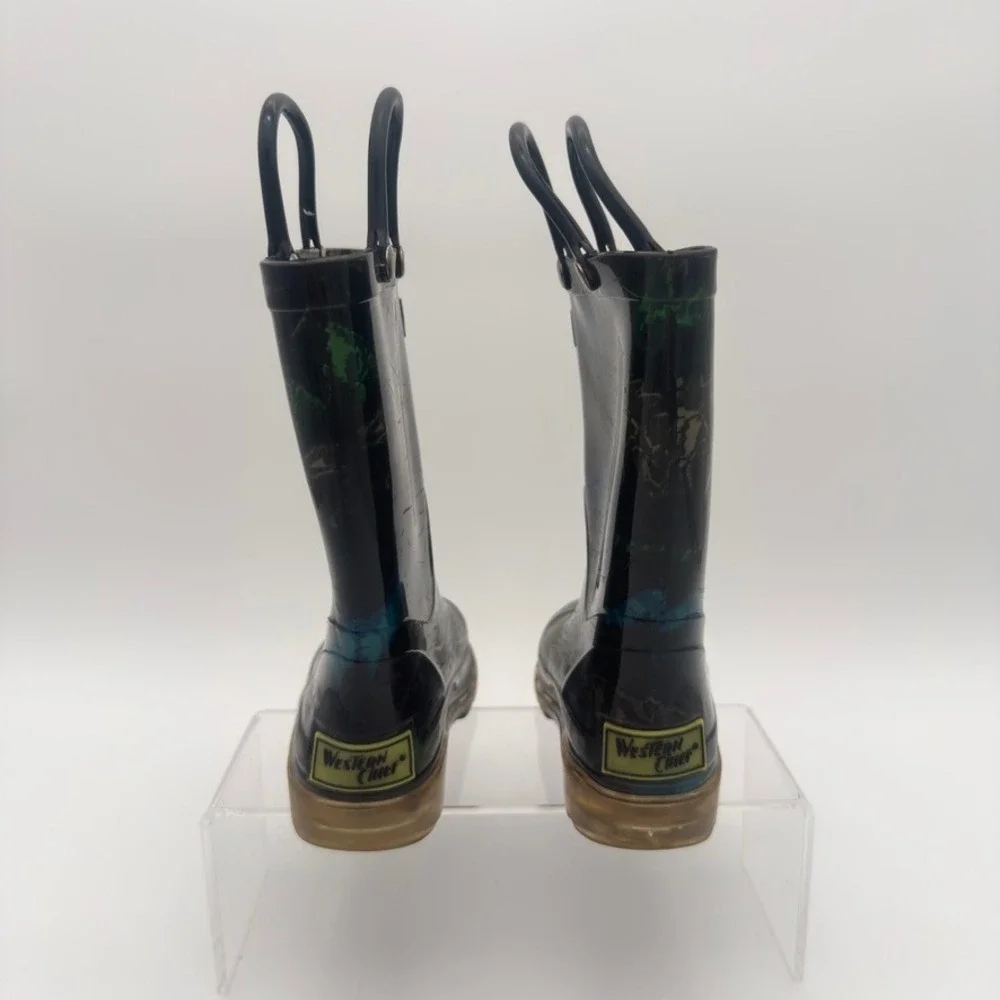 Western Chief Dinosaur Friends Light Up Rain Boots Kids Black Size 8 Toddler